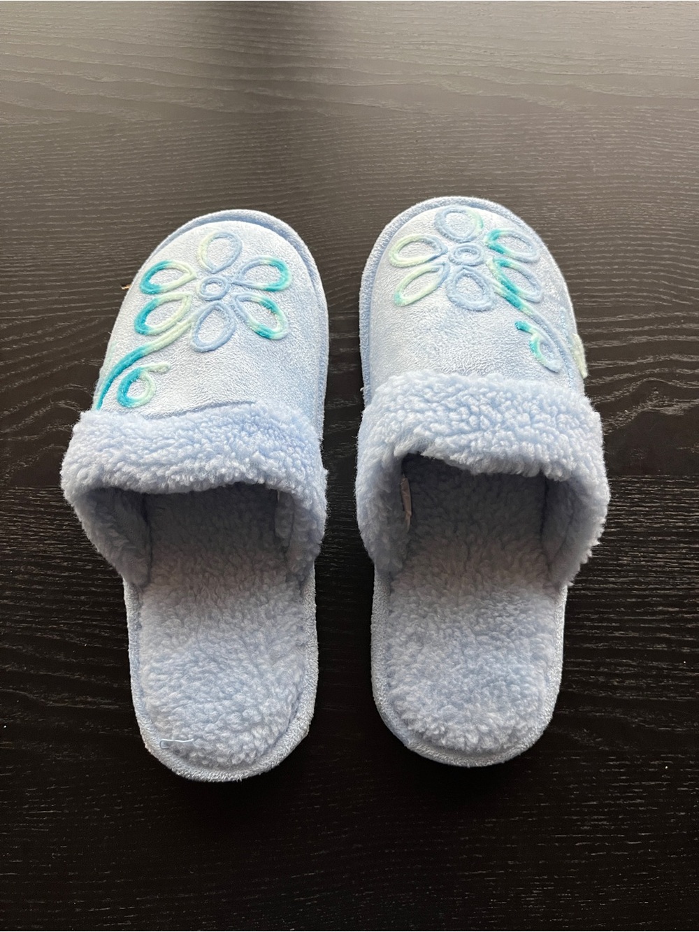 Secret Treasures Light Blue Floral Slippers Women Small 5-6